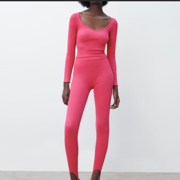 Zara see less stirrup leggings and crop top set NWT - Picture 4 of 8